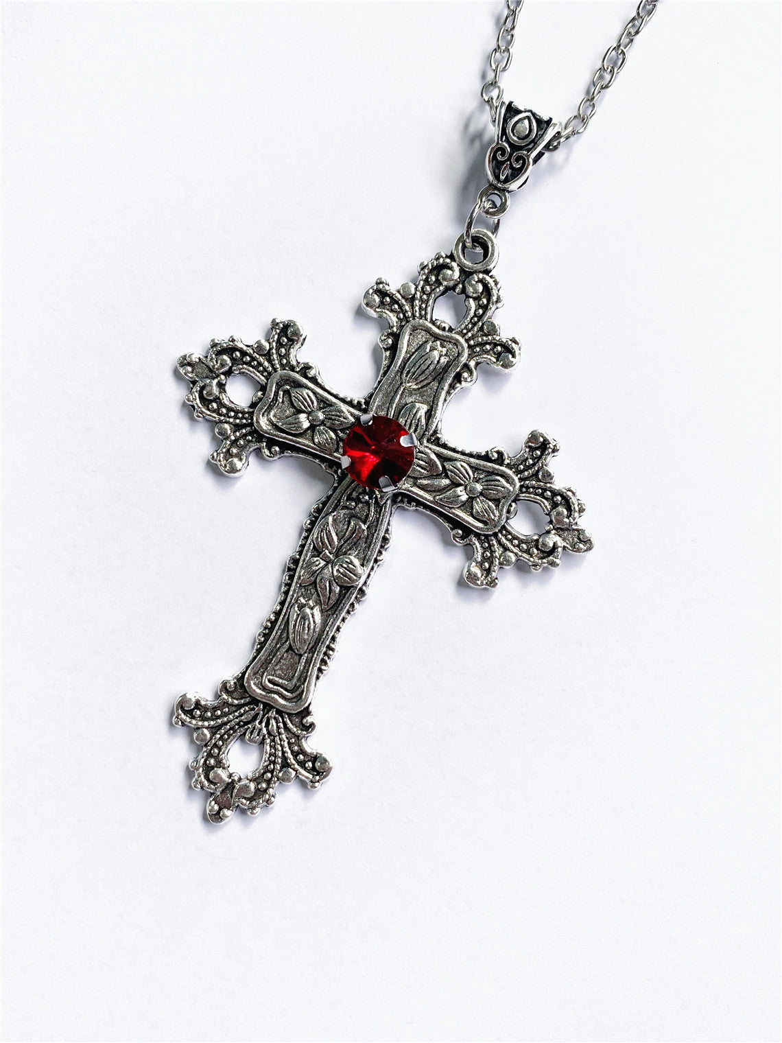 Wholesale Gothic Large Cross Jewelry Silver Necklace